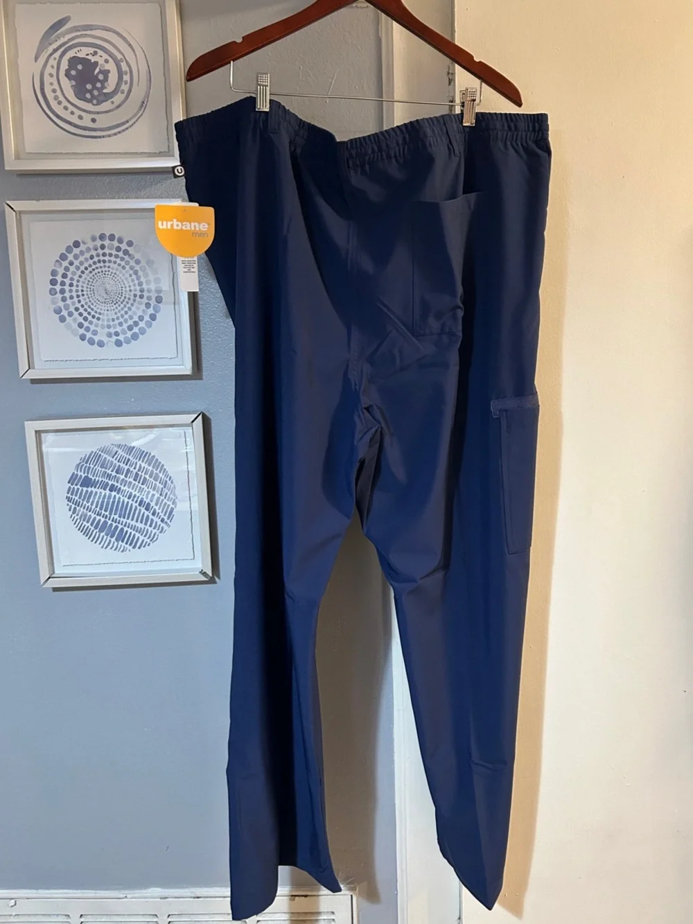 NWT Urbane Men's Royal Blue Drawstring Scub Medical Pants Size 3XL